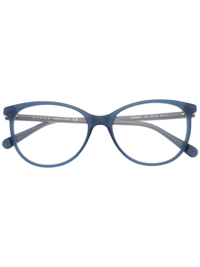 Shop Gucci Round-frame Glasses In Blue