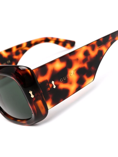 Shop Gucci Tortoise Square-frame Sunglasses In Black
