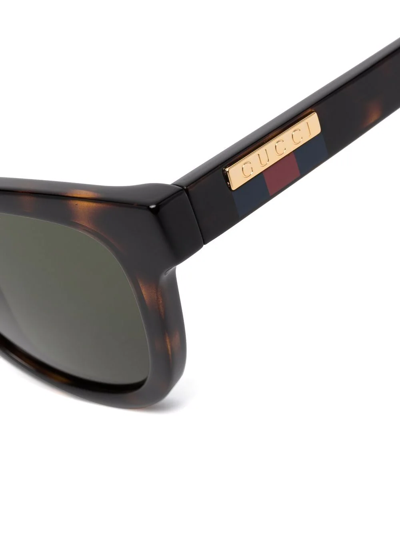 Shop Gucci Tortoise Square-frame Sunglasses In Brown