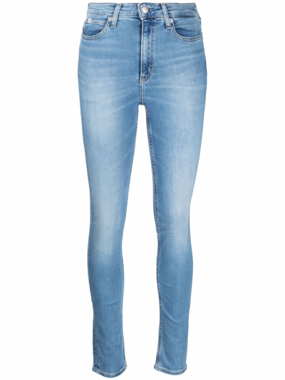 Shop Calvin Klein Jeans Est.1978 Washed Skinny-fit Jeans In Blue