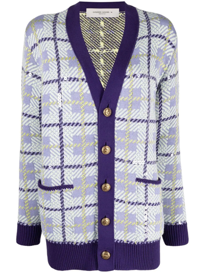 Shop Golden Goose Journey Collection Checked Cardigan In Purple