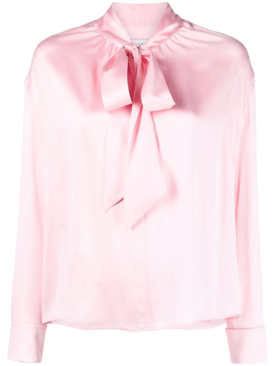 Shop Lanvin Ribbon-fastened Silk Blouse In Pink