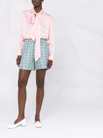 Lanvin Ribbon-fastened Silk Blouse In Pink