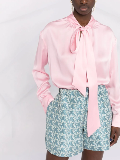 Lanvin Ribbon-fastened Silk Blouse In Pink