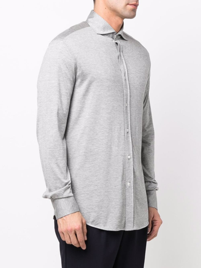 Shop Brunello Cucinelli Longsleeved Silk-cotton Shirt In Grey