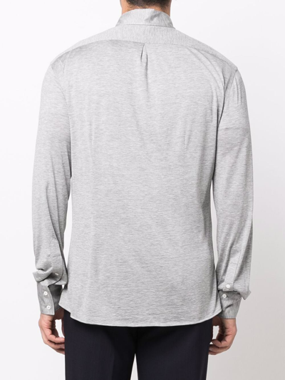 Shop Brunello Cucinelli Longsleeved Silk-cotton Shirt In Grey
