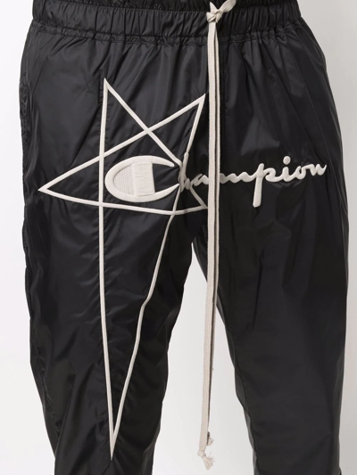 Shop Rick Owens X Champion Embroidered Logo Joggers In Black