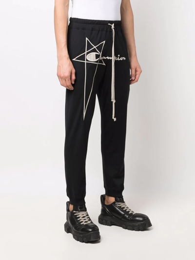 Shop Rick Owens X Champion Embroidered-logo Joggers In Black