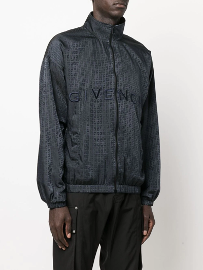 Shop Givenchy 4g-print Logo Embroidered Jacket In Blue