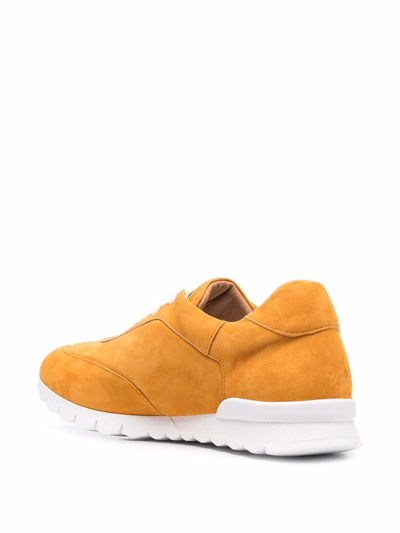 Shop Kiton Logo-embroidered Suede Sneakers In Orange