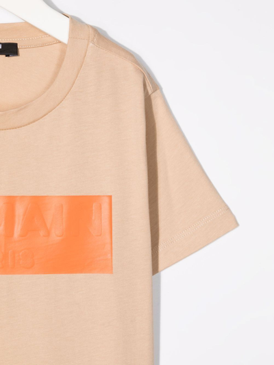 Balmain Embossed-logo T-shirt In Neutrals