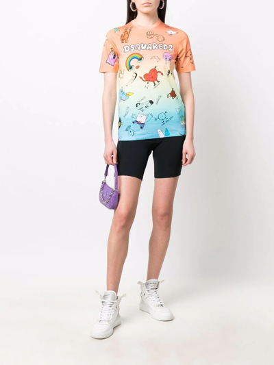 Dsquared2 Graphic-print Gradient T-shirt In Orange