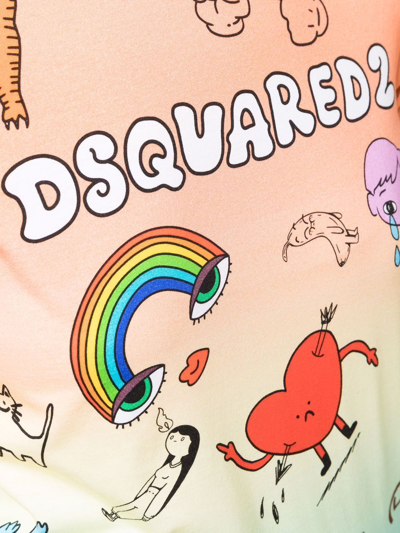 Dsquared2 Graphic-print Gradient T-shirt In Orange