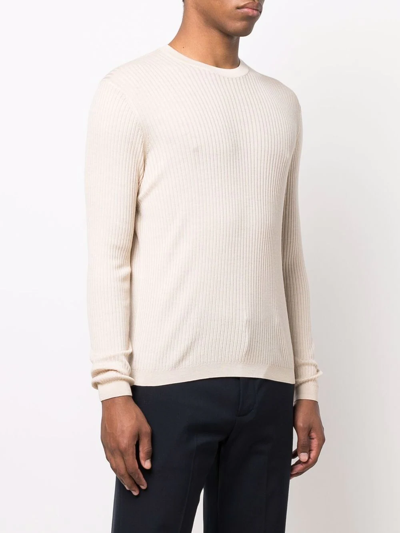Shop Malo Fine-knit Crewneck Sweater In Neutrals