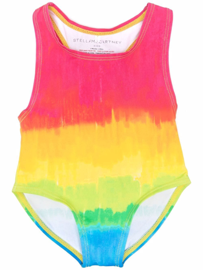Shop Stella Mccartney Colour-block Racerback Swimsuit In Pink
