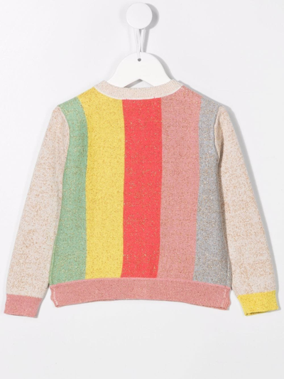 Shop Stella Mccartney Striped Knitted Cardigan In Pink