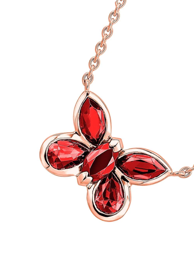 Shop Pragnell 18kt Rose Gold Butterfly Ruby Pendant Necklace In Pink