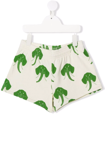 Shop Mini Rodini Elephant-print Shorts In White