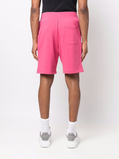 Shop Moschino Logo-print Organic Cotton Shorts In Pink