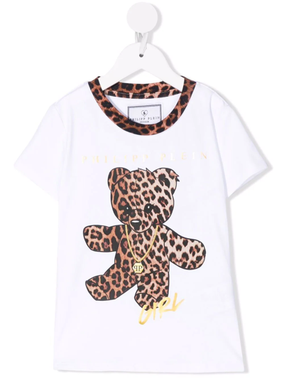 Shop Philipp Plein Junior Teddy-print T-shirt In White