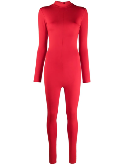 Shop Alchemy X Lia Aram Slim-fit Long-sleeve Jumpsuit In Red