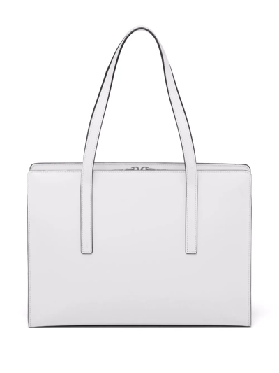 Shop Prada Large Re-edition 1995 Leather Handbag In White