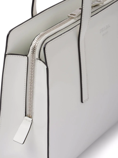 Shop Prada Large Re-edition 1995 Leather Handbag In White