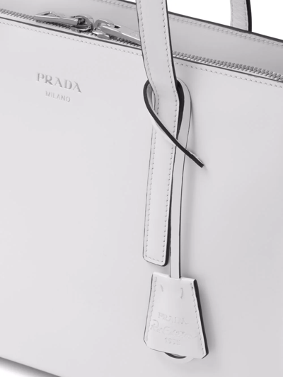 Shop Prada Large Re-edition 1995 Leather Handbag In White