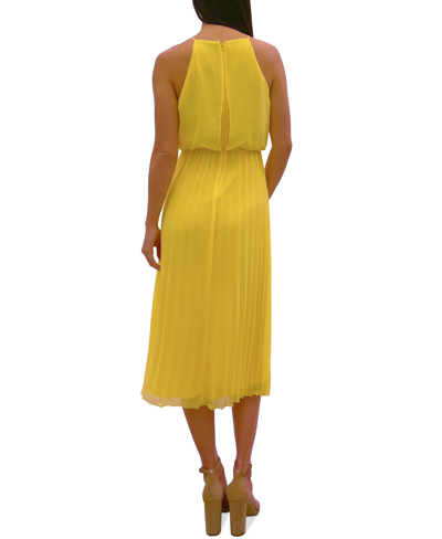 Shop Sam Edelman Pleated Midi Dress In Yellow
