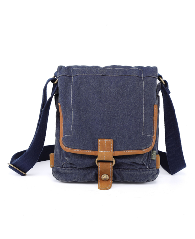 Shop Tsd Brand Atona Classic Flap Canvas Crossbody Bag In Blue