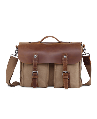 Shop Tsd Brand Hudson Canvas Messenger Bag In Khaki