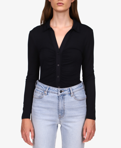 Shop Sanctuary Dreamgirl Ruched Shirt In Black