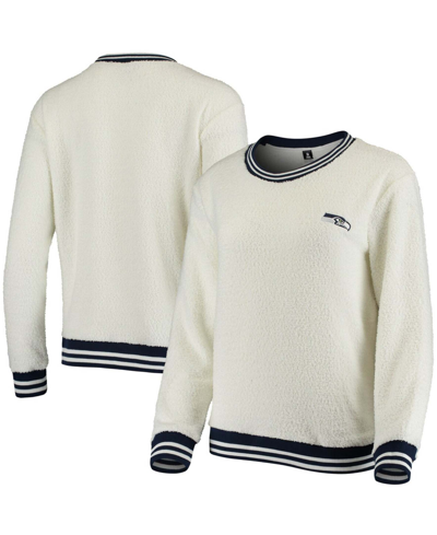 Shop Concepts Sport Women's Cream, Navy Seattle Seahawks Granite Knit Pullover Sweatshirt In Cream/navy