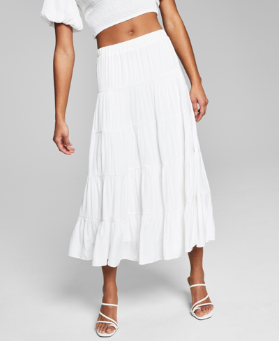 Shop And Now This Women's Pull-on Tiered Maxi Skirt In White