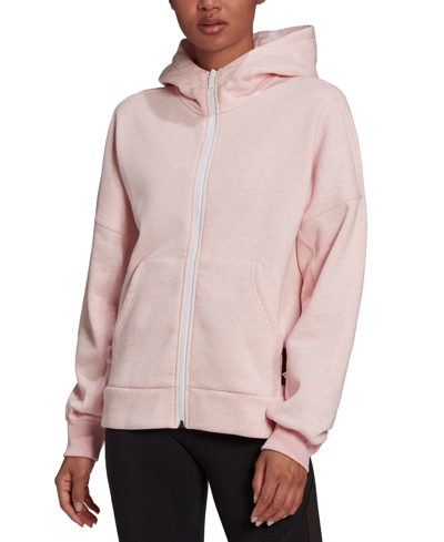 Shop Adidas Originals Adidas Women's Studio Lounge Full-zip Fleece Hoodie In Pink