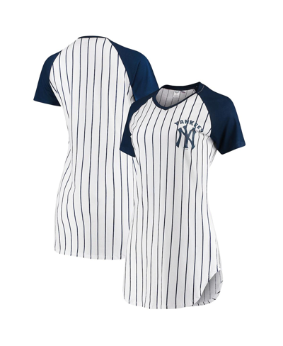 Concepts Sport Women's White New York Yankees Vigor Pinstripe Nightshirt In White