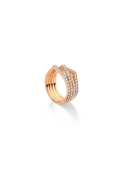 Shop Repossi Antifer' Diamond Rose Gold Four Row Ring