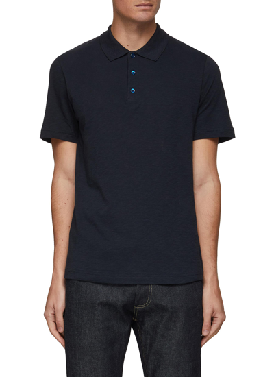 Shop Theory ‘bron Cosmos' Short Sleeve Cotton Polo Shirt In Blue