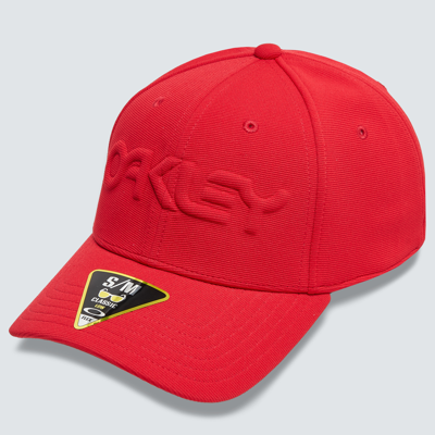 Shop Oakley 6 Panel Stretch Hat Embossed In Red