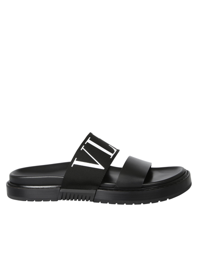 Shop Valentino Garavani Vltn Logo Slides In Black