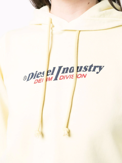 Shop Diesel Slogan-print Hoodie In Yellow