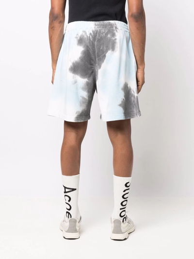 Shop Msgm Tie-dye Print Track Shorts In Blue