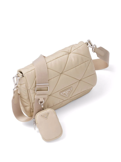Shop Prada Re-nylon Padded Shoulder Bag In Neutrals