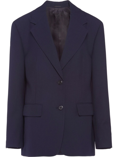 Shop Prada Single-breasted Wool Blazer In Blue