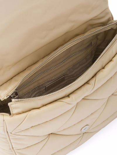 Shop Prada Re-nylon Padded Shoulder Bag In Neutrals