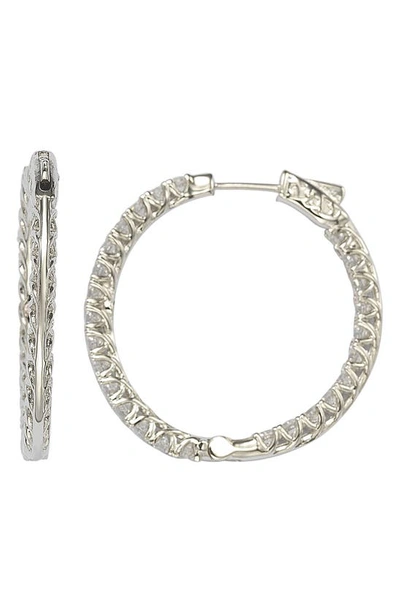 Suzy Levian Pave Cz Hoop Earrings In White