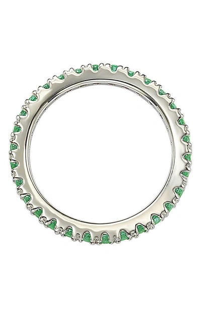 Suzy Levian Sterling Silver Green Cz Eternity Band Ring In Green