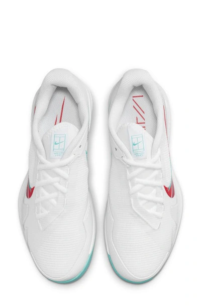 Shop Nike Court Air Zoom Vapor Pro Tennis Shoe In White/ Washed Teal/ Red