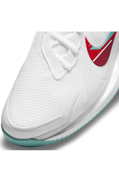 Shop Nike Court Air Zoom Vapor Pro Tennis Shoe In White/ Washed Teal/ Red