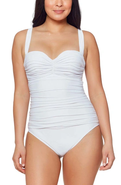 Shop Bleu By Rod Beattie Kore Shirred Underwire One-piece Swimsuit In White